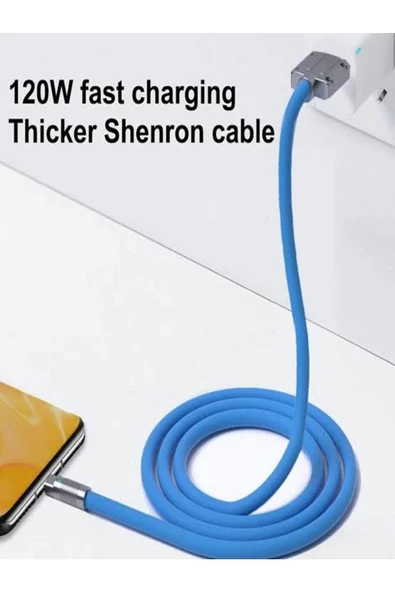 BAYINDIRELEKTRONİK Süper Hızlı 120W 6A Sıvı Silikon Metal Uçlu Type-C Şarj Kablosu - 4