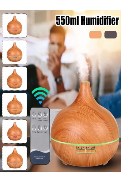 ULTRATEKNO Uzaktan Kumandalı 550ml Aroma Difüzörü Ultrasonik Hava Nemlendirici Buhar Makinesi Rgb 7 Renk Led - 3