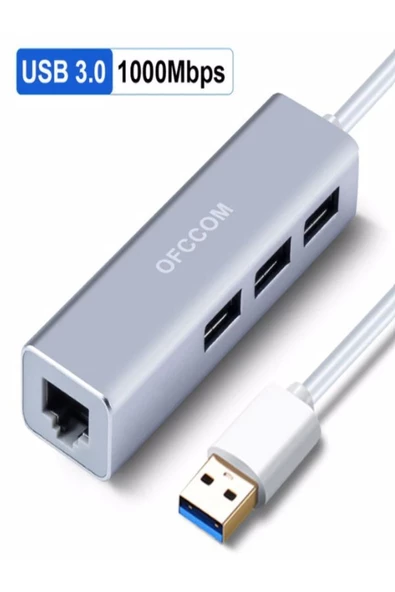 ULTRATEKNO Usb 3.0 3 port Hub ve Gigabit Ethernet Adaptör Ikisi Bir Arada Usb Adaptör Alüminyum Kasa - 2