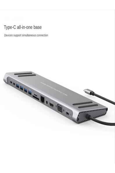 BAYINDIRELEKTRONİK 14 In 1 Macbook Uyumlu Type-C Hub USB 3.0-SD/TF-RJ45-HDMI-VGA-USB-C 60W Dönüştürücü - 4