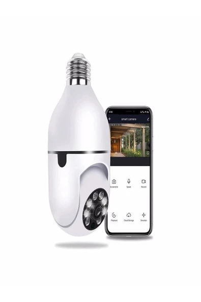 ULTRATEKNO Gece Görüşlü 360 Derece Led Işık 1080p Wifi Kamera Kablosuz Panoramik Balıkgözü Ampul Kamera - 5