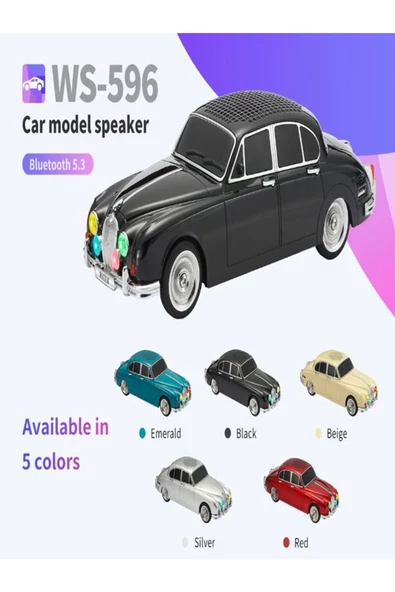 ULTRATEKNO WS-596BT 1967 Model Jaguar Mark 2 10W Bluetooth Hoparlör Fm Radyo USB Tf Aux Destekli Speaker - 5