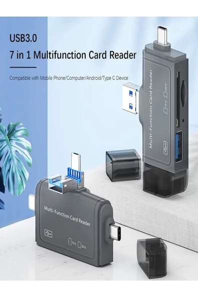 SAYWİN Usb Ligtning  Type-c Girişli Kart Okuyucu Multi OTG USB C Adapter SD TF Micro Card Reader - 8