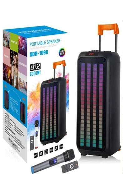 ULTRATEKNO Taşınabilir Büyük Boy RGB Bluetooth Kablosuz Mikrofonlu Parti Hoparlör Karaoke Set