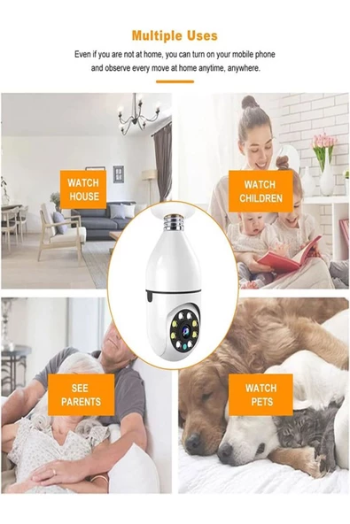 BAYINDIRELEKTRONİK 32 GB Hafızalı Wifi 360 Panoramik Ampul Kamera Güvenlik Kamerası Çift Wifi 360 Derece Gece Görüşlü - 8