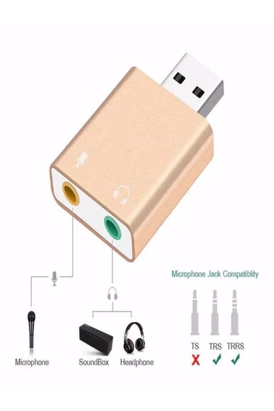ULTRATEKNO 7.1 Kanal Usb Ses Kartı 3d Sound Ses 3.5mm Jack Girişli - Metal - 3