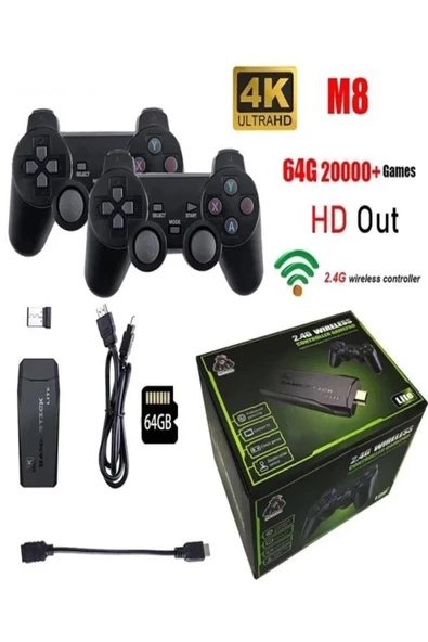 ULTRATEKNO 2.4g Kablosuz Çift Kol Retro Oyunlar 4k Game Stick 3500 Oyun Atari - 6