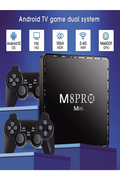 ULTRATEKNO M8PRO Mini 2.4G 10K ultra HD 64 GB TV BOX + GAME BOX android 12.1 TV + Oyun Konsolu 2in1 - 7