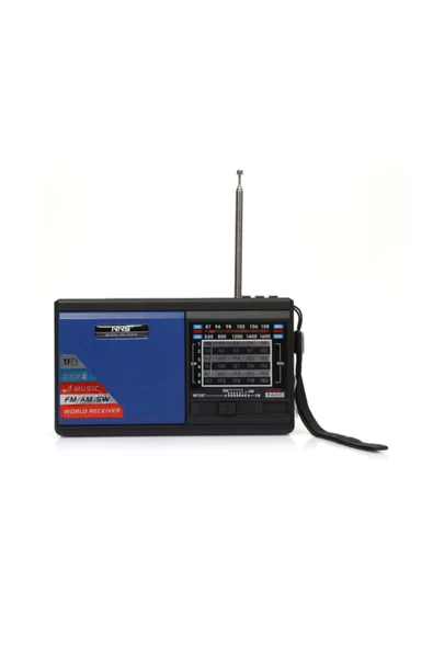 NNS El Fenerli Solar Güneş Panelli Şarjlı Fm Radyo Bluetooth Hoparlör Usb Tf Aux - Mavi - 2