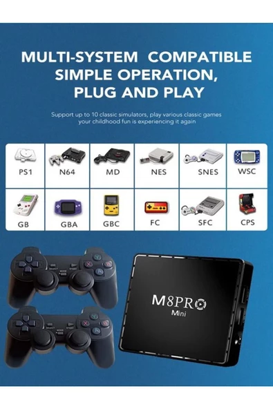 ULTRATEKNO M8PRO Mini 2.4G 10K ultra HD 64 GB TV BOX + GAME BOX android 12.1 TV + Oyun Konsolu 2in1 - 8