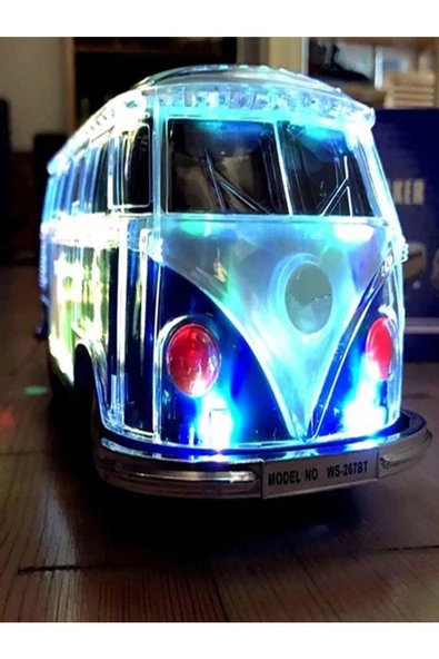 ULTRATEKNO WS-267BT 1967 Model T1 Vosvos Minibüs Bluetooth Hoparlör Fm Radyo USB Tf Aux Destekli Speaker - 4