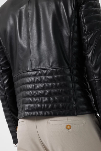 Biker Siyah Deri Mont - 7