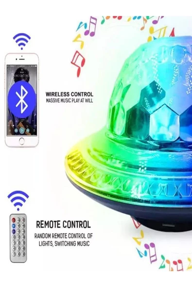ULTRATEKNO sy-618 Şarjlı Işıklı Disko Topu Kumandalı MP3 Usb Çalar Parti Bluetooth Hoparlör - Resim 6