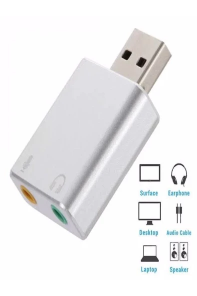 ULTRATEKNO 7.1 Kanal Usb Ses Kartı 3d Sound Ses 3.5mm Jack Girişli - Metal - 2