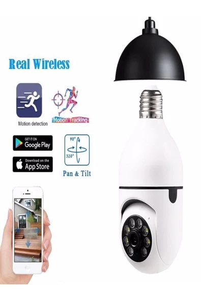 BAYINDIRELEKTRONİK 360 Ptz Ip Kamera Gece Görüş Kablosuz Bebek Güvenlik Akıllı Ampul Wifi Kamera E27 Duy Tip - 2