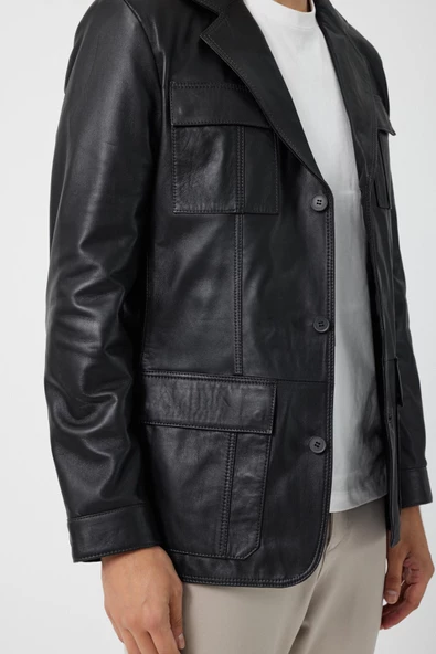 Sezar Siyah Deri Mont - 7