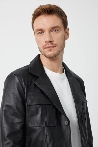 Sezar Siyah Deri Mont - 6