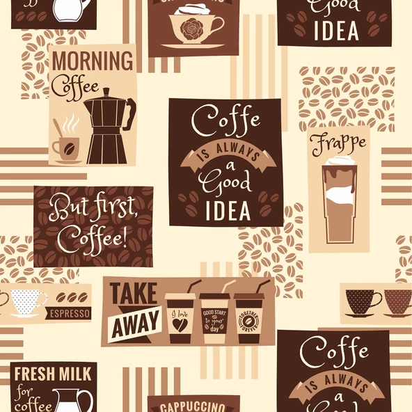 Kahve Temalı Duvar Kağıdı Baskı - 5