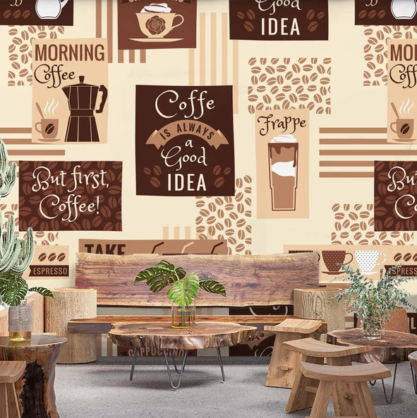 Kahve Temalı Duvar Kağıdı Baskı