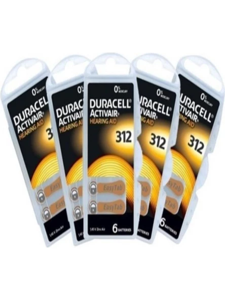 Duracell 312 Numara Kulaklık Işitme Cihazı Pili 5 Paket x 30 Adet