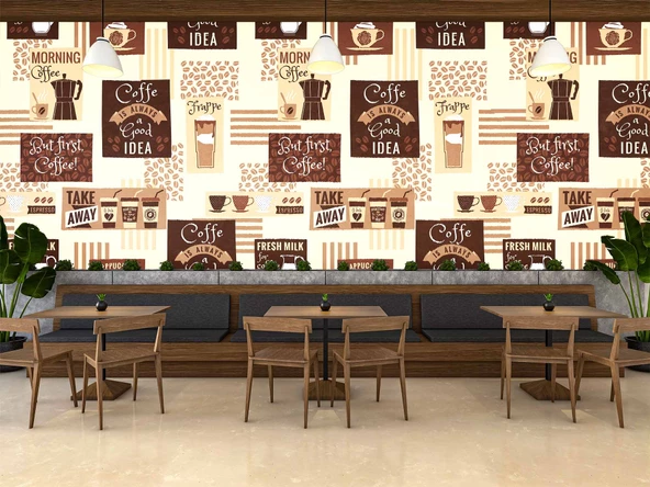 Kahve Temalı Duvar Kağıdı Baskı - 4