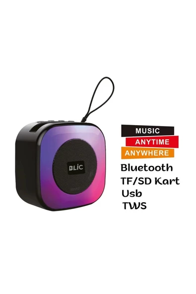 Taşınabilir 2İnch Mini Şarjlı Speaker RGB 5W Bluetooth Hoparlör Bls-53