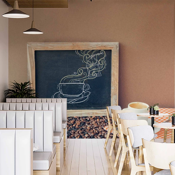 Kahve Bardağı Ve Çekirdeği Temalı Cafe Duvar Kağıdı Baskı - Resim 2