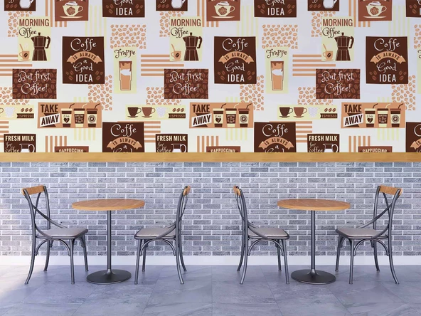 Kahve Temalı Duvar Kağıdı Baskı - 3