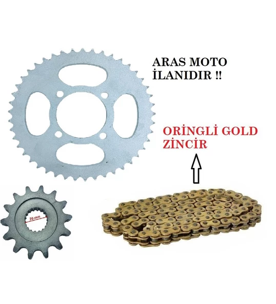 RKS 150 ORİNGLİ ZİNCİR DİŞLİ SETİ ZİNCİR ORİNGLİ GOLD SARI - ARASMOTO