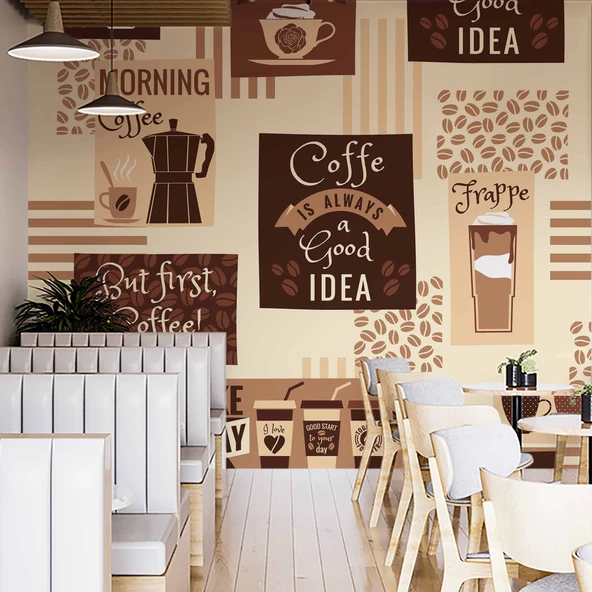 Kahve Temalı Duvar Kağıdı Baskı - 2