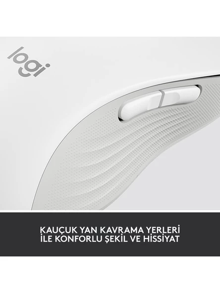 Logitech Signature M650 Büyük Boy Sol El Için Sessiz Kablosuz Mouse - Beyaz - 7