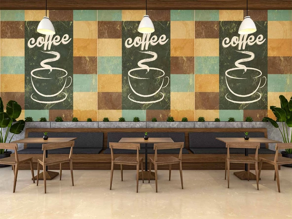 Kahve Temalı Ve Yazılı Cafe Duvar Kağıdı Baskı - 4