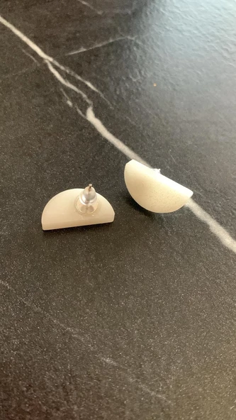 Rakı Beyazı Ebruli Renkli Yarım Daire Ay Şekil Gold Aksesuarlı Epoksi Küpe El Yapımı Hediyelik - Resim 5