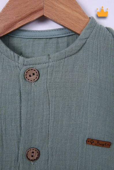 Begi %100 Pamuk Müslin Kız Erkek Bebek Kısa Kollu Çıtçıtlı Tulum 22404 - 2