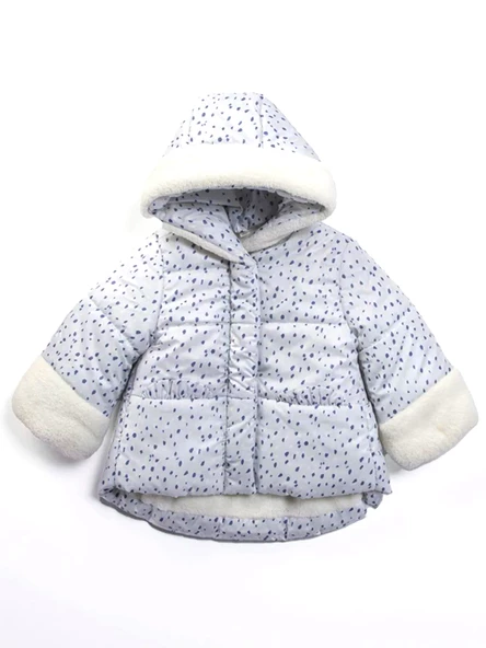 Özel Havalı Kürk Detaylı Puanlı Fermuar İçi Polarlı Kapüşonlu Kışlık İçi Peluş Kız Bebek Mont Şişme - 3