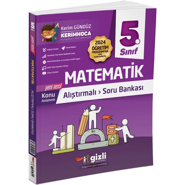 Gizli Yayınları 2025 5. Sınıf Matematik Alıştırmalı Soru Bankası