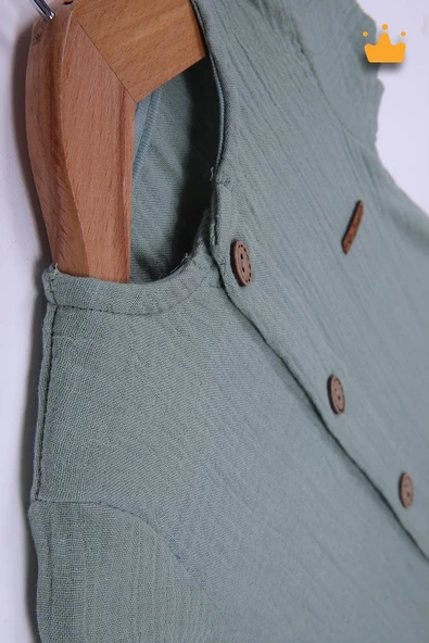 Begi %100 Pamuk Müslin Kız Erkek Bebek Kısa Kollu Çıtçıtlı Tulum 22404 - 4