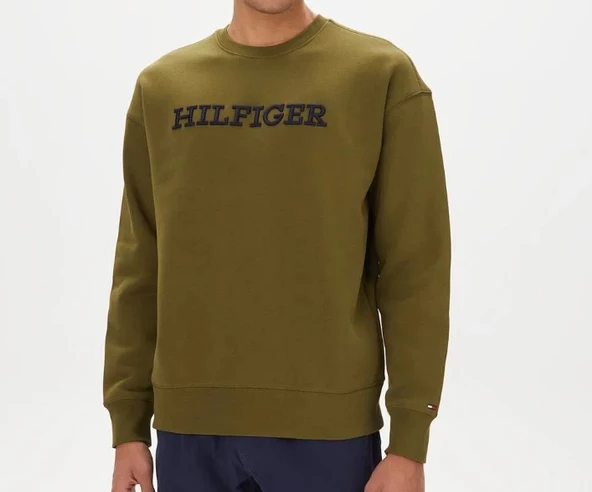 Tommy Hilfiger Monotype Embro Erkek Yeşil Sweatshirt