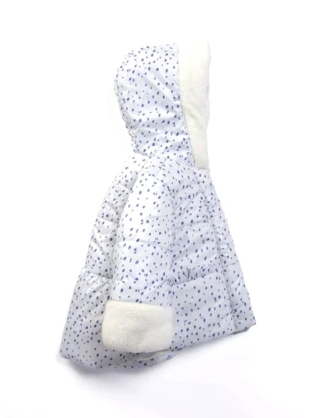 Özel Havalı Kürk Detaylı Puanlı Fermuar İçi Polarlı Kapüşonlu Kışlık İçi Peluş Kız Bebek Mont Şişme - 11