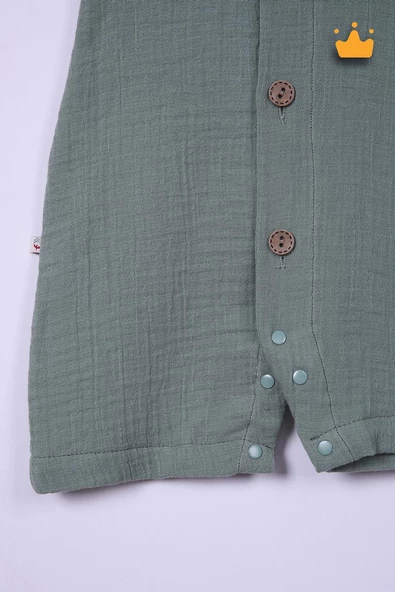 Begi %100 Pamuk Müslin Kız Erkek Bebek Kısa Kollu Çıtçıtlı Tulum 22404 - 3