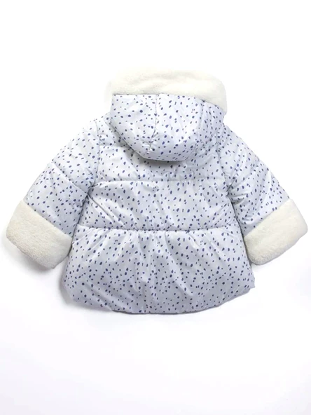 Özel Havalı Kürk Detaylı Puanlı Fermuar İçi Polarlı Kapüşonlu Kışlık İçi Peluş Kız Bebek Mont Şişme - 9