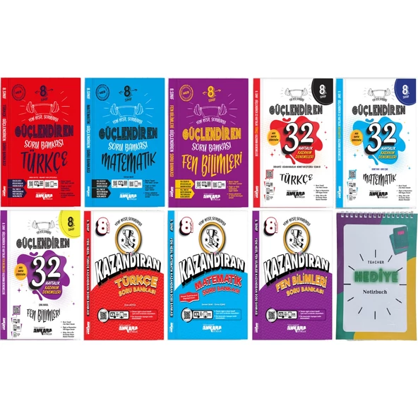 Ankara Yayıncılık 2024 Güncel 8.Sınıf Türkçe Matematik Fen Güçlendiren ve Kazandıran Soru Bankası Deneme Seti ürün görseli