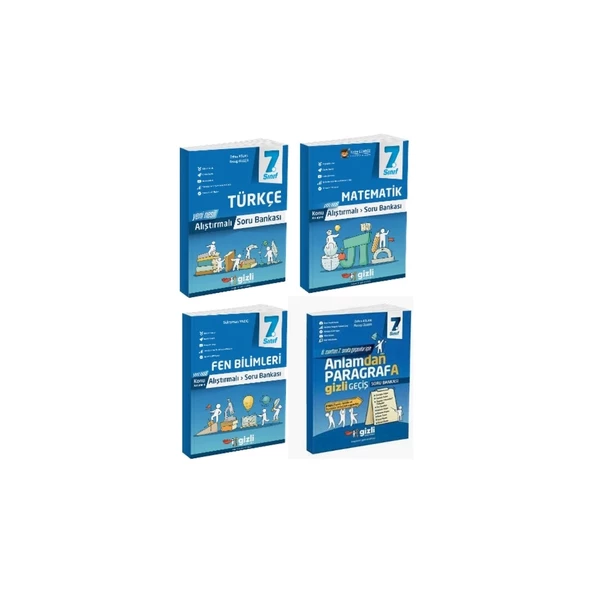 Gizli Yayınları 7. Sınıf Türkçe – Matematik - Fen Bilimleri – Paragraf Alıştırmalı Soru Bankası ürün görseli