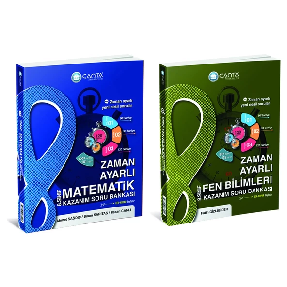 Çanta Yayınları 8. Sınıf Zaman Ayarlı Matematik + Fen Bilimleri Kazanım Soru Bankası