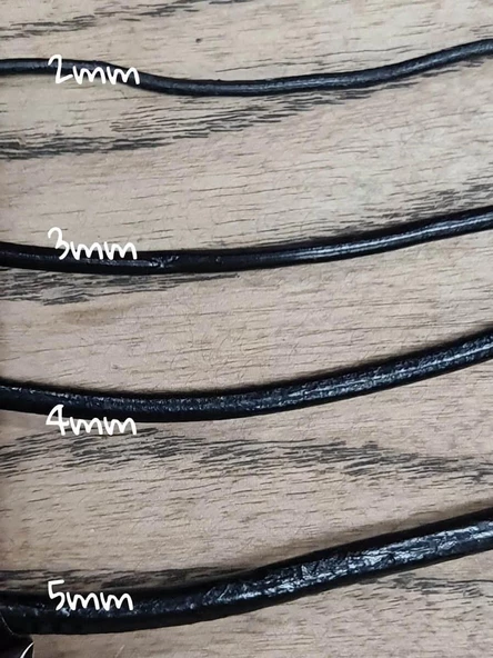 Deri İp Sırım Yuvarlak 3 mm (SİYAH) 1mt (Leathercraft, Deri Hobi) - Resim 2