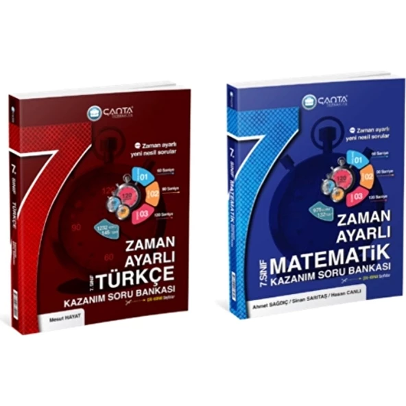 Çanta Yayınları 7. Sınıf Türkçe ve Matematik Zaman Ayarlı Kazanım Soru Bankası 2 Kitap
