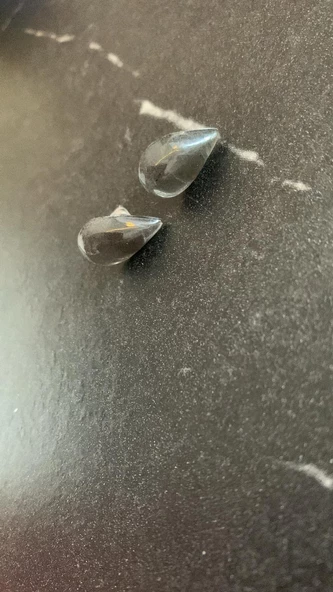 Parlak Füme Renkli Gümüş Aksesuarlı Damla Şekil Epoksi Küpe El Yapımı Hediyelik - 2