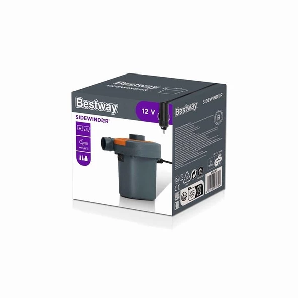 Bestway 62144 Sidewinder DC 12V Araç Çakmaklıklı Şişirme Pompası - Resim 4