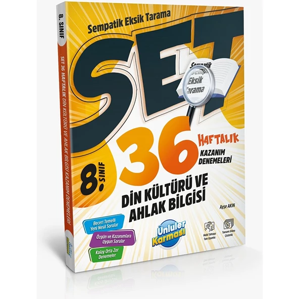 Ünlüler Karması 8. Sınıf LGS Sempatik Din Kültürü ve Ahlak Bilgisi 36 Haftalık Kazanım Denemeleri ürün görseli