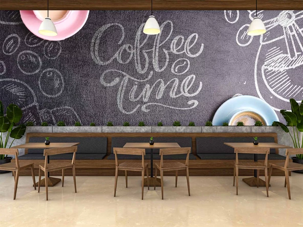Cafe Desenli-Yazılı Duvar Kağıdı Baskı - 4